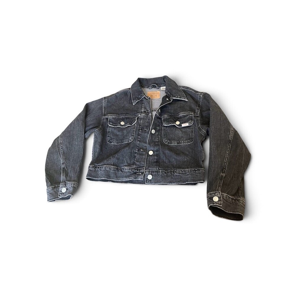 Levi's Trucker Jacket Womens Size S Black Washed Cropped Button Front